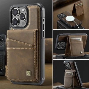 Custodia portafoglio AutSpace Flip in pelle per iPhone Samsung rimovibile 2 in1 cover - Foto 1 di 53