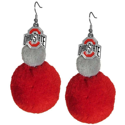 Ohio State Buckeyes Dangle Pom Pom Earrings NCAA Licensed Jewelry Cover