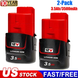 2Pack For Milwaukee M12 LITHIUM 12V 3.5 Ah Lithium-Ion Battery 48-11-2430 New - Picture 1 of 12