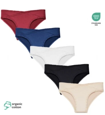 5er Pack Damen Mini Slips Tanga  BIO Baumwolle Hochwertig Unterwäsche Gr. M-XL - Bild 1 von 4