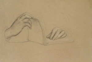 T. WALLIS (1794-1892), Handstudie mit Buch, um 1820, Bleistift Romantik - Picture 1 of 7
