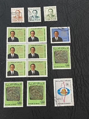 Morocco Stamps Issued Between 1976 And 1983 Lot of 8 Used Stamp,1 Block Of 6 - Image 1 of 4