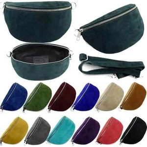 Women's Italian Suede Leather Sling Crossbody Bum Bag Travel Passport Purse - Picture 1 of 18