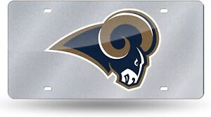 Los Angeles Rams Premium Laser Cut Tag License Plate, Bling Style, Mirrored...