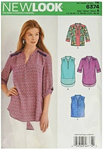 Damen Long Tunika Top Shirt & Tank New Look Schnittmuster 6374 UNGESCHNITTEN Größe 10-22 - Bild 1 von 5