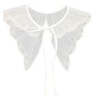 Women Pearl Beaded Detachable Fake Collar Shawl Embroidery Striped Bow Capelet