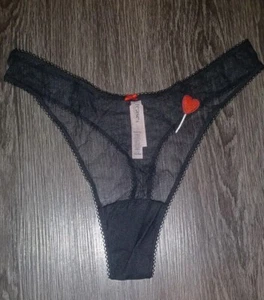 Pantalone perizoma Vs maglia ricamata gamba alta NUOVISSIMO medio nero cuore lecca-lecca - Foto 1 di 2