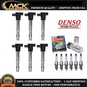 6x Ignition Coil & 6x Denso Spark Plug for Audi A4 Q5 A3 Volkswagen Jetta Eos