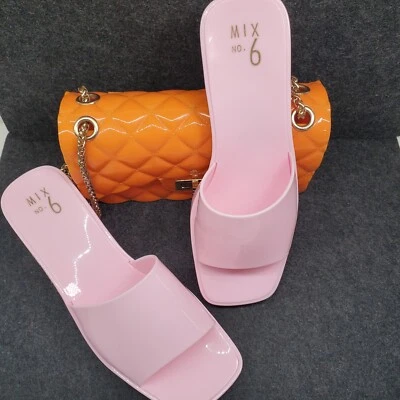 Barbie Rosa Slip On Jelly Tacones Mezcla No. Cómodas zapatillas para piscina rosa en polvo talla 9 6 Foto 1 de 4