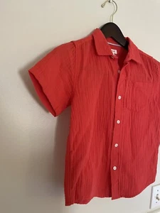 Boys New With Tags CAT & JACK Gauze Button Up Coral Orange SHIRT SIZE S 8 - Picture 1 of 10