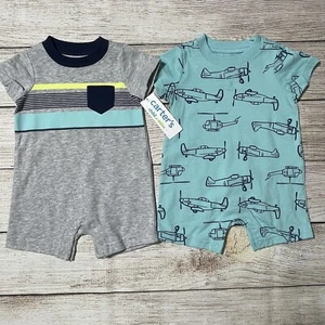Carter's Baby Boy Romper Bodysuit, 2-Pack Size 3-6 Months. Airplanes, Colorful - Picture 1 of 9