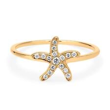 Gemistry Womens & Girls 18K Gold Round Diamond Starfish Ring (Ring Size 7)