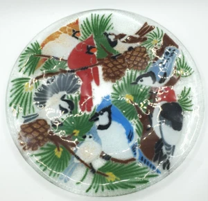 Peggy Karr Bird Fused Glass Bowl Signed - Picture 1 of 6