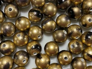 100 Acrylic Gold with Black Tiger Stripes 12mm Round Beads with 2mm Hole * - Picture 1 of 3