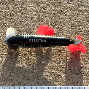 Fred Arbogast 5/8 oz Jitterstick Jitterbug Angelköder schwarz weiß - Vintage - Bild 1 von 8