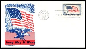 1957 U S Flag 4c Sc 1094 FDC with Cachet Craft, Ken Boll cachet (L18 - Picture 1 of 1