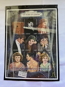 Hoja de estampillas 100 años de cine Ghana con 9 estampillas - Imagen 1 de 1