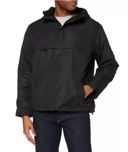 BRANDIT WINDBREAKER Hooded Jacket XL Black Fleece Lined Hoodie Coat Water Repel - Picture 1 of 6