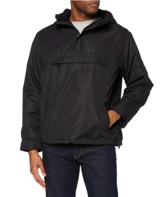 BRANDIT WINDBREAKER Hooded Jacket XL Black Fleece Lined Hoodie Coat Water Repel - Image 1 of 4