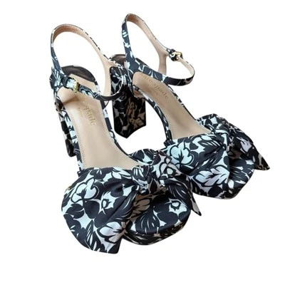 kate spade Lucie Tropical Floral  High Heel Platform Sandals Bow Detail NEW 9.5 - Image 1 of 4
