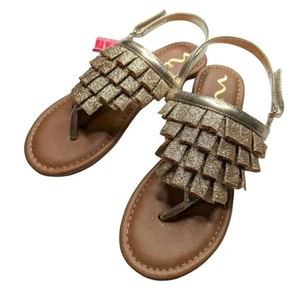 Girls Gold Glitter Flip Flop Sandals by Nina Size 5 - Picture 1 of 9