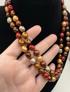 Honora Multicolor Freshwater Pearls 36” Necklace Brown Gray Red Copper 84.9 Gr - Picture 1 of 6