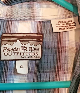 Vintage Panhandle Slim Powder River Herren XL Pearl Snap blau Flanell Western Hemd - Bild 1 von 6