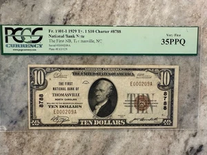 $10 1929 Thomasville North Carolina T1 NBN Choice VF 35PPQ - Picture 1 of 8