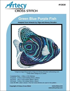 Green Blue Purple Fish by Artecy cross stitch pattern - Picture 1 of 2