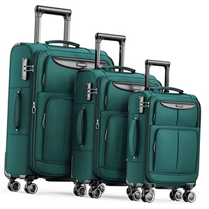 Luggage Sets 3 Piece Softside Expandable Lightweight Durable Dark Green - Picture 1 of 7