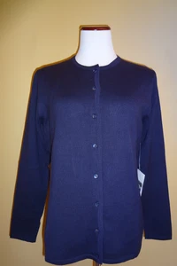 NWT VTG Sutton Studio Bloomingdale's Midnight Color Cotton Cardigan Set size L - Picture 1 of 17