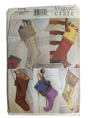 VOGUE CRAFT 7375 Christmas Stockings by Dawn Anderson UNCUT - image 1 of 3