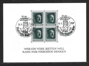 GERMANY – 1937 – SHEET – CONGRESS OVERPRINT – Sc #B106a – COMMEMORATIVE CANCEL - Picture 1 of 1