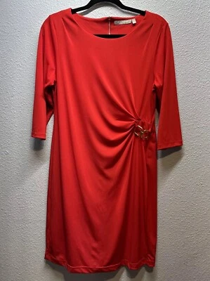 Vestido vaquero formal de negocios rojo manga 3/4 talla NY Collection Petite para mujer Grande Foto 1 de 4