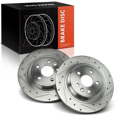 2x Rotores de freno perforados laterales del conductor y del pasajero traseros para Volvo S60 11-18 S80 V70 Foto 1 de 4