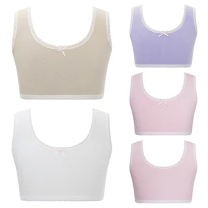 Kids Girls Crop Tank Top Training Bra Workout Bralette Wide Straps Tops Casual - Picture 1 of 35