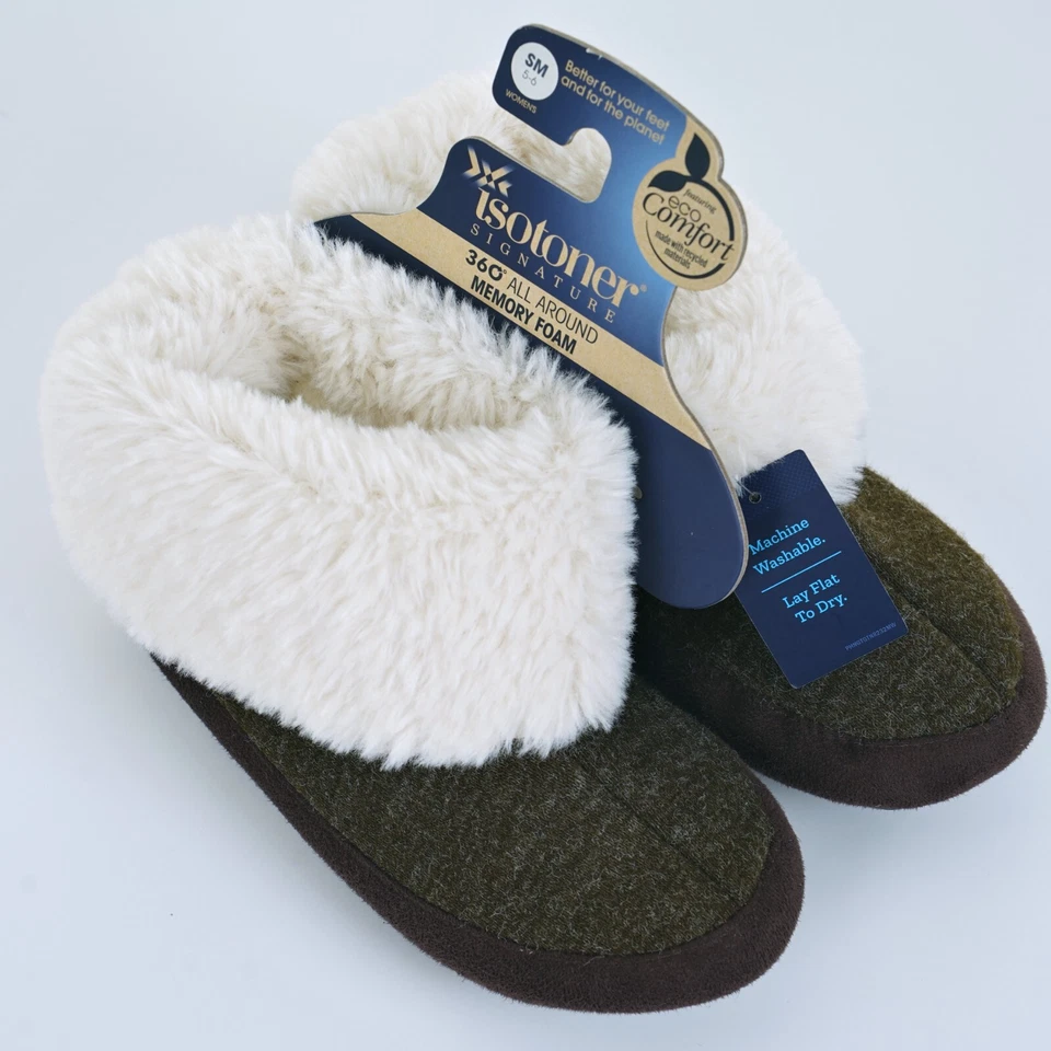 ISOTONER Feminino TAMANHO 5-6 PEQUENO Marisol BOTA MARROM CHOCOLATE CHINELO Pele Creme - Imagem 1 de 4