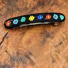 Vintage Beaded Colorful Small Spring Clasp Hair Barrette  Clip 80's 90's 3.5"
