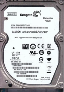 ST9750422AS N.: 9RW14G-567 sn: 6WS fw: 0001 SU 750GB 2.5 SATA A8-09 - Imagen 1 de 2