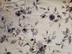 Blue, gray, floral home decor fabric by the yard