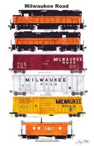 Póster de ferrocarril de 11""x17"" de tren de carga por carretera de Andy Fletcher firmado - Imagen 1 de 1