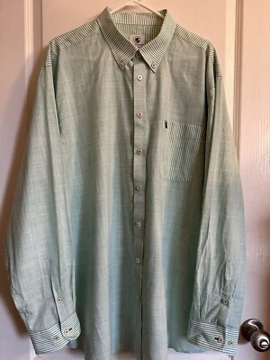 Southern Proper Men’s 2XL XXL Green White Striped Cotton Mens LS Oxford MINT - Image 1 of 4