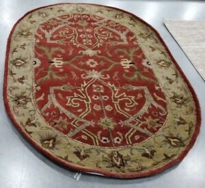 RED / GOLD 4'-6" X 6'-6" Oval Back Stain Rug Reduced Price 1172722071 HG644B-5OV