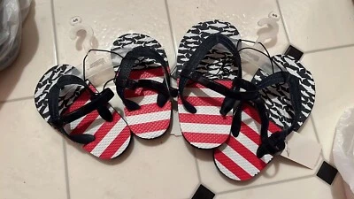 Toddler flip flops Size 4/5 or 8/9 - New Red White Blue Patriotic Shark - Image 1 of 4