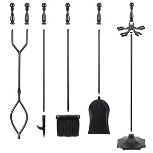 Set Attrezzi Camino 5 pz Accessori Camino Kit Fuoco Set Interno Esterno Nero - Foto 1 di 17
