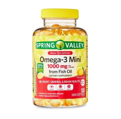 Spring Valley Omega-3 MINI Fish Oil Soft Gels, 1000 mg, 120 Count - Image 1 of 4