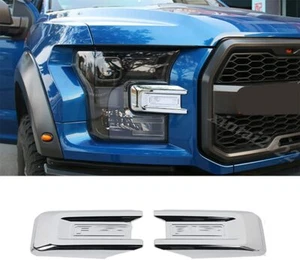 Front Bumper Headlight Grille Cover Trim Bezels For Ford F-150 2015-2020 Chrome - Imagen 1 de 8