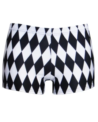 Classic Monochrome Diamond Harlequin Printed Hot Pants Shorts