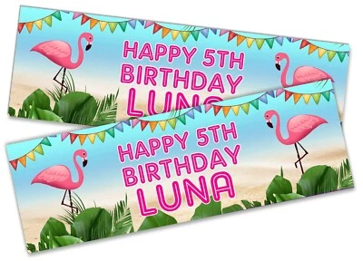  x2 Bandera de Cumpleaños Personalizada Diseño Flamingo Niños Fiesta Decoración 503 Foto 1 de 4