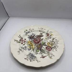 Vtg Johnson Bros England Sheraton Floral Ironstone Dinner Plate - Picture 1 of 4